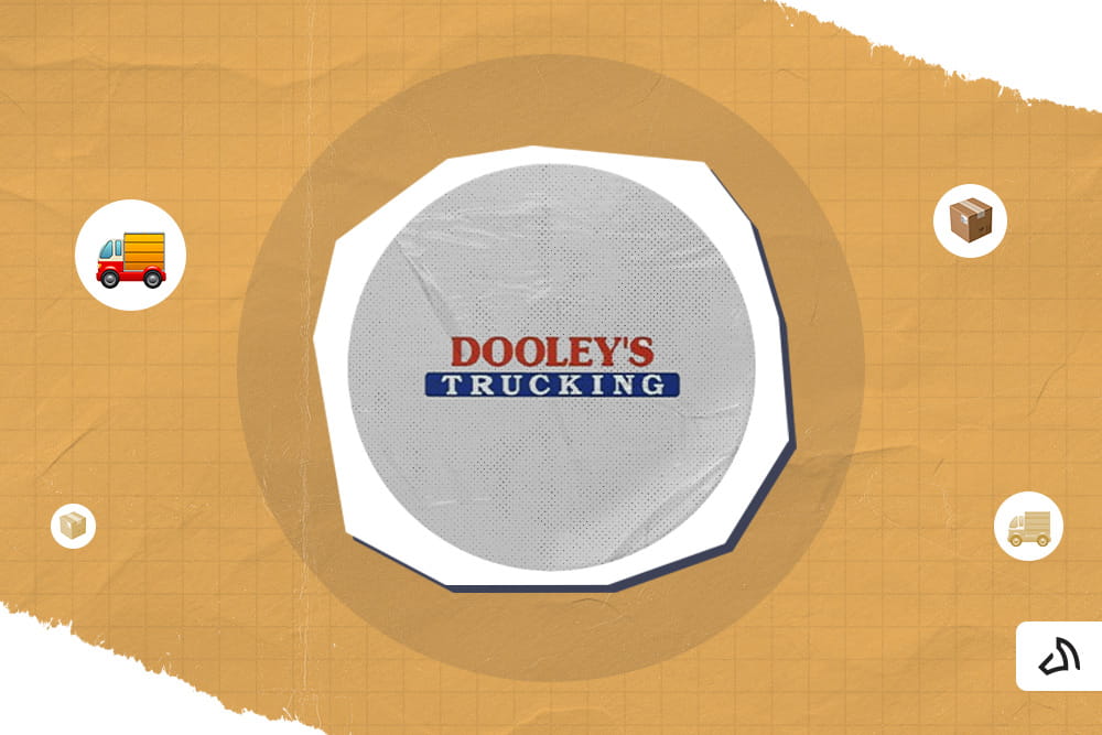 They Dooley's Trucking logo with a grey circle background