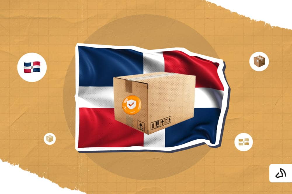 A package at the center of the Dominican Republic flag