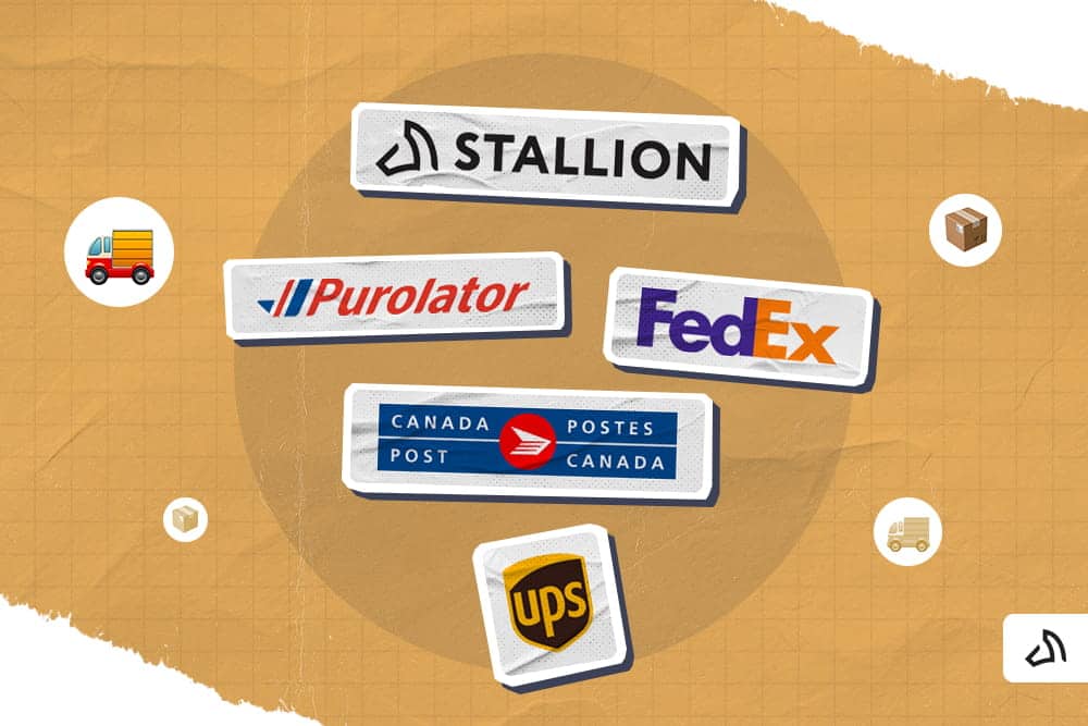 Les logos de Stallion, Purolator, FedEx, Postes Canada et UPS