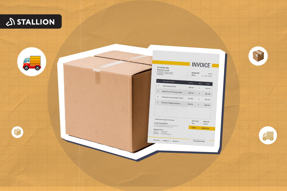 A box with a commercial invoice