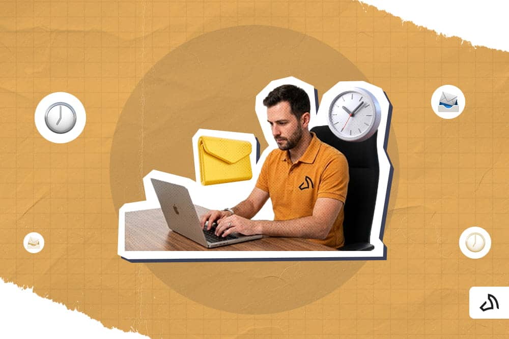 A person working on the computer