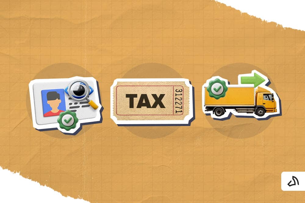 An ID, a tax ticket, and yellow delivery truck