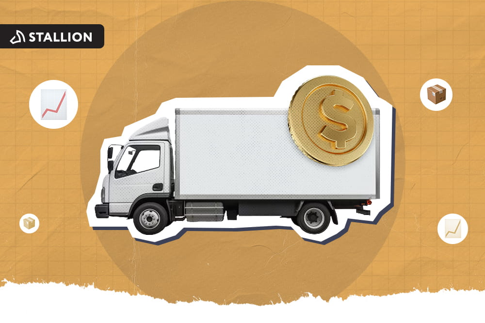 A white delivery truck with a dollar coin