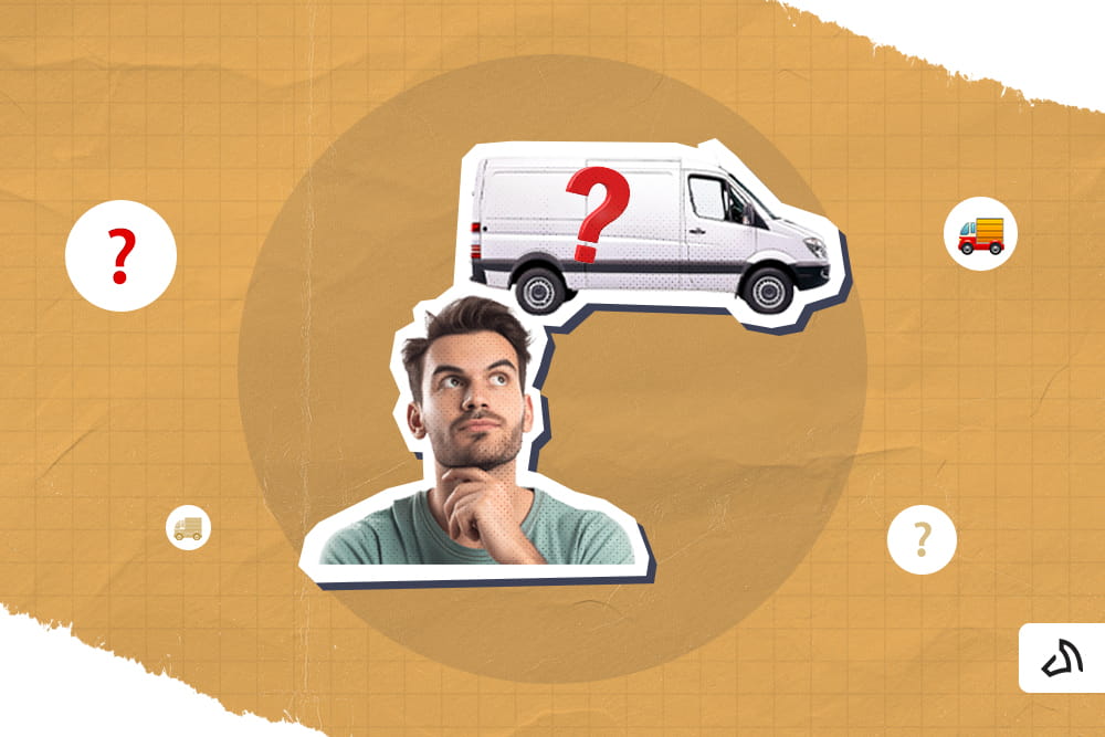 A man thinking of white delivery vans