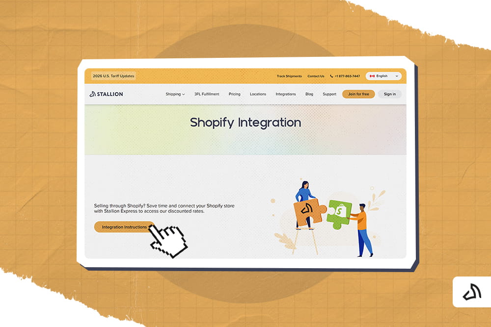 A screenshot of Stallion's Shopify integration page