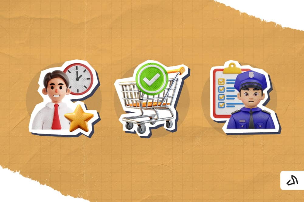 Human, shopping cart, and policeman icons