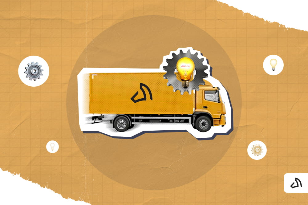 Stallion delivery truck with a gear cog and a lightbulb