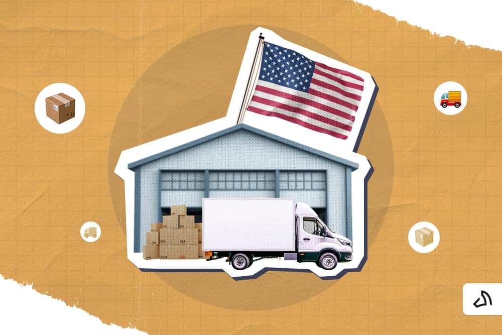 A white delivery truck outside a US warehouse